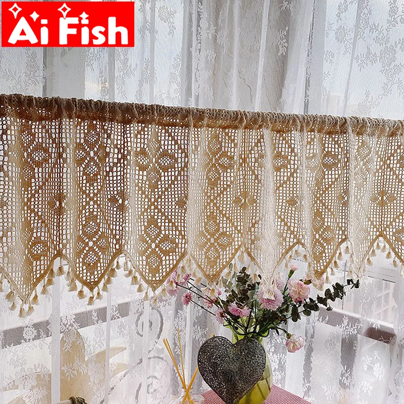 Ретро американский кантри хлопок и лен полый кроше низ треугольные с тазелями