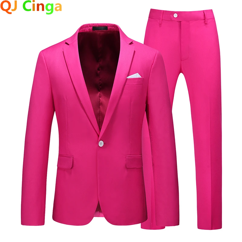 Костюм мужской красный формальный из 2 предметов пиджак и брюки для свадебной