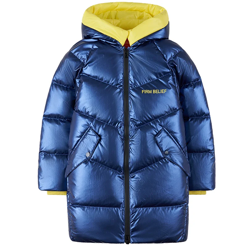 

CHERICOM New down jacket 2020 new boys' mid-length Korean style hooded bright face trendy Y25T882Y
