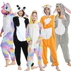 Кигуруми для детей, одежда для мальчиков, Хлопковая пижама для мальчиков и девочек единорог пижамы фланелевые детские панда Пижама с животными, одежда для сна для взрослых Cat комбинезоны