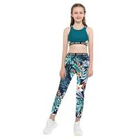 child kids girls dance yoga sport suit tank bra tops crop top with pants leggings set for ballet dance gymnastics workout outfit