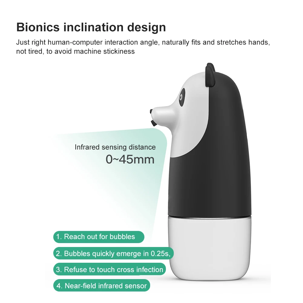 

Home Automatic Foam Soap Dispenser Cartoon Panda Induction Liquid Hand Washing Machine USB Charge Intelligent Foam Hand Washing