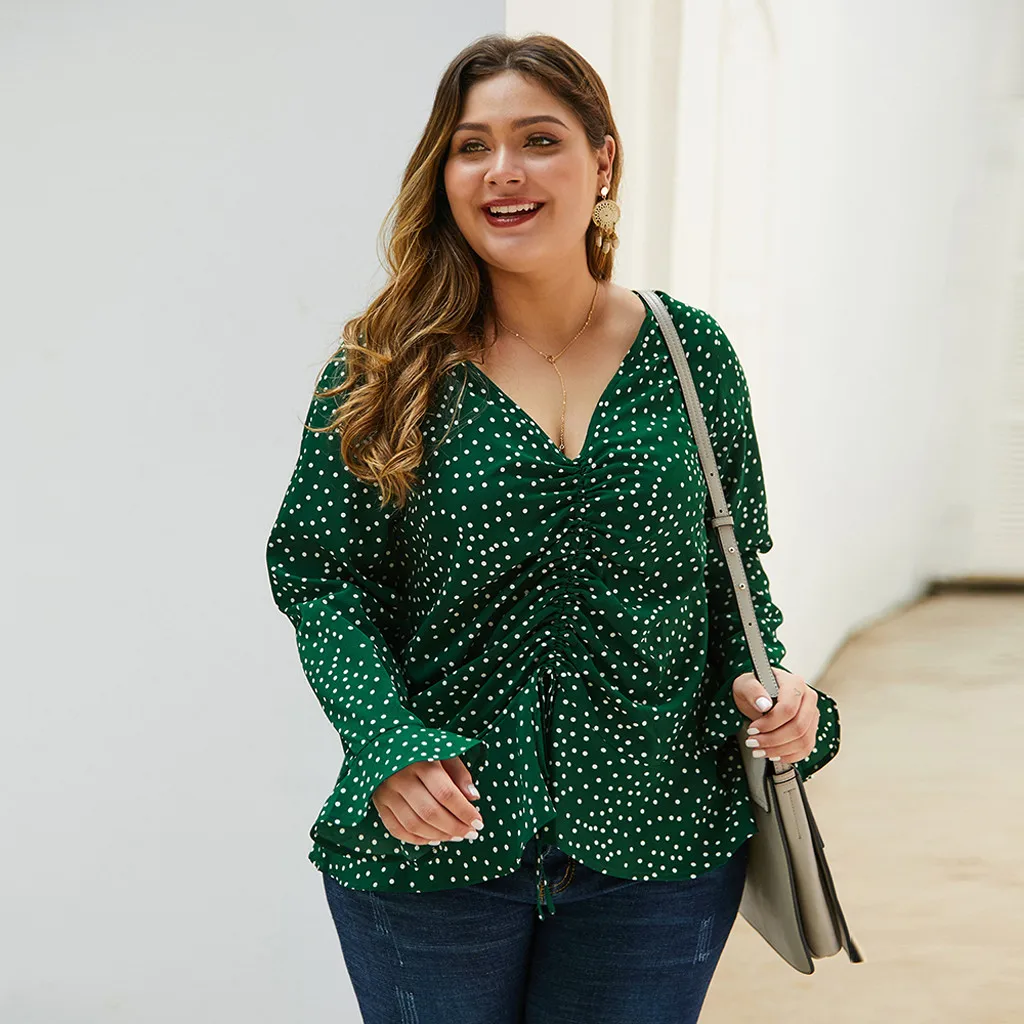 Женская блузка с длинным рукавом и V-образным вырезом | одежда