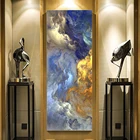 Абстрактные ненастоящие синие пейзажные Масляные картины на холсте, настенные художественные постеры и принты, подвесные картины для современного декора гостиной