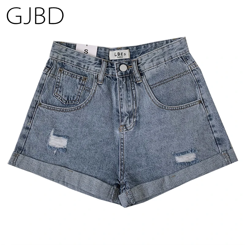 

Women's Short Jeans 2021 Summer Washed High Waist Straight Hot Pants Ripped Jeans Streetwear Fashion Baggy Denim Short Trouser