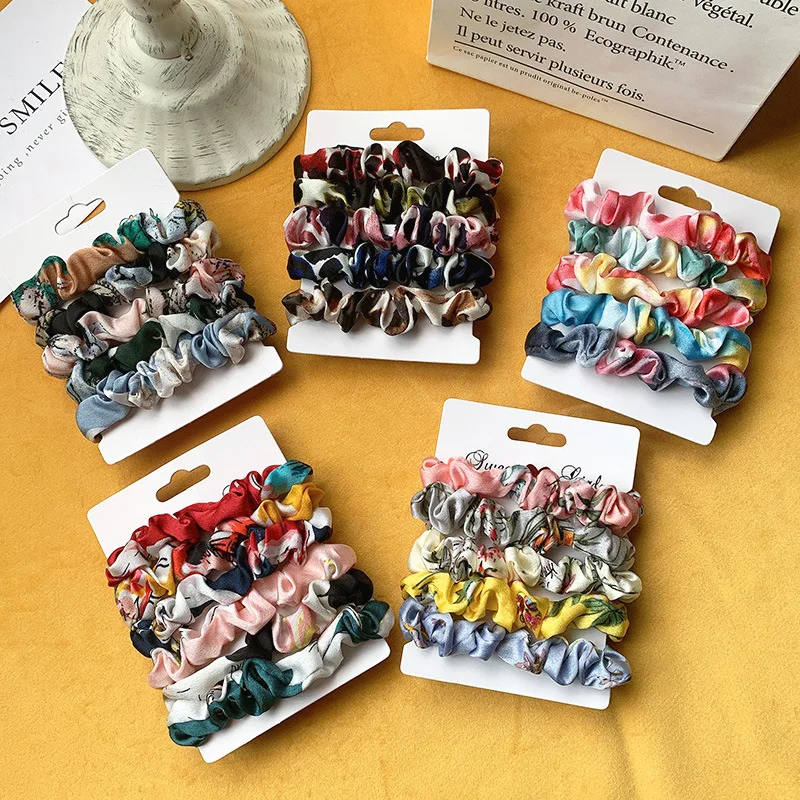 

5 Pack Hair Scrunchies Set Fashion Simple Basic Elastic Hair Bands Large Intestine Hair Ring Organza Hair Tie Hair accessories