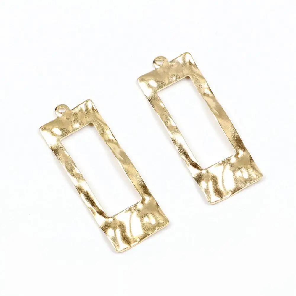 Латунные прямоугольные подвески серьги из сырой латуни Чеканные фурнитура