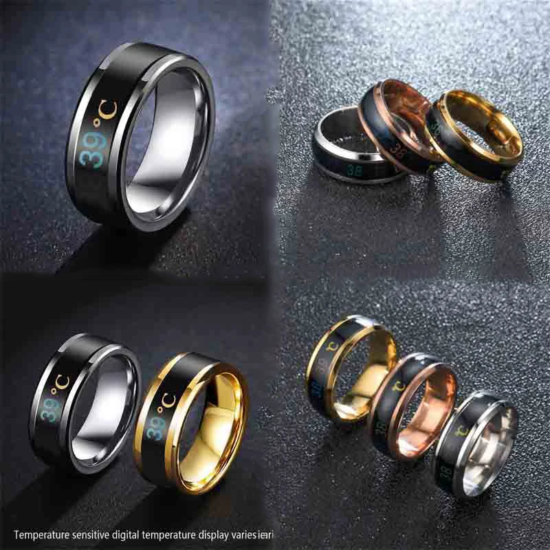 

Multifunctional Waterproof Temperature Sense Rings Changing Color Intelligent Stainless Steel Smart Ring for Women Men Jewelry
