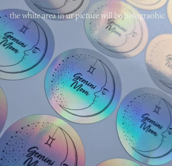 100pcs custom holographic stickers aesthetic phone laptop bike waterproof personalized laser labels die out business logo decal free global shipping
