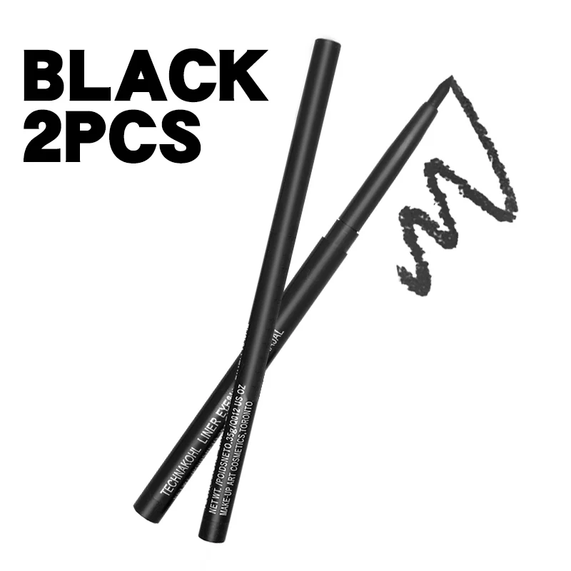 2pcs black eyeliner Профессиональный женский водостойкий коричневый карандаш для бровей, инструмент для макияжа с трафаретом 131-0226 - Цвет: 2pcs black eyeliner