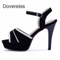 dovereiss fashion summer womens shoes suede buckle elegant waterproof femmes stilettos heels sandals 41 42 43
