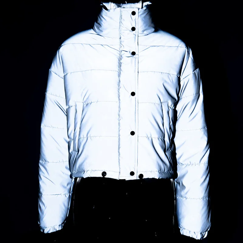 Пуховик женский из хлопка светоотражающий утепленный Осень-зима | Женская одежда