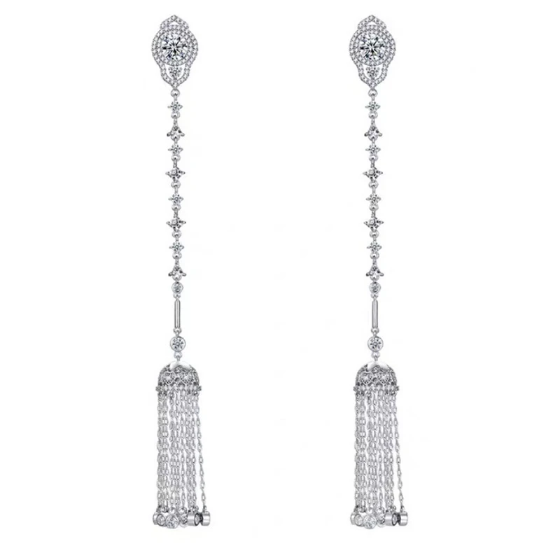 

Long exaggerated lantern tassel stitching earrings 210319-82