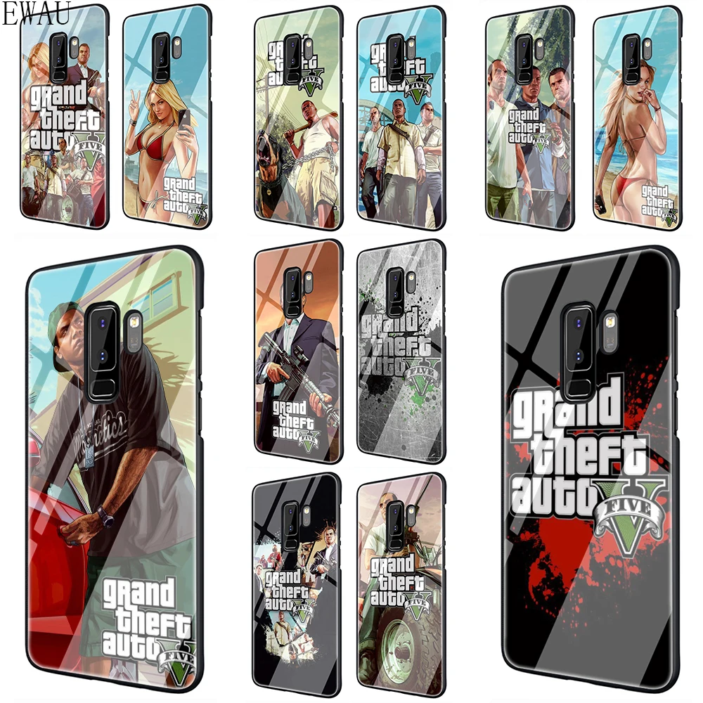 EWAU Grand Theft Auto GTA V чехол для телефона из закаленного стекла Samsung S7 Edge S8 S9 S10 Note 8 9 10 plus