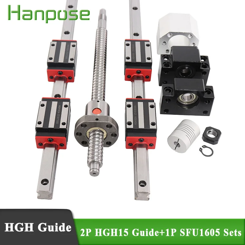 

2 Series Track HGH15+ Ball Screw Support BK12 BF12 HGH15CA +1Ball SFU1605 Length 1050MM 110 advertising instrument stepper motor