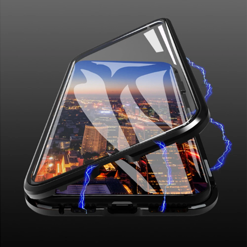 Магнитный чехол из закаленного стекла для iPhone 11 Pro X XS MAX XR 7 8 Plus, магнитный металлический бампер для samsung Galaxy Note 10 Plus
