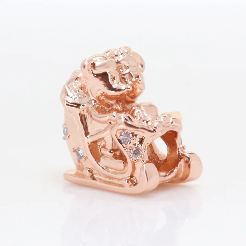 

Amas Real 925 Sterling Silver Mickey and Mickey Christmas sleigh beaded Fit Original Bracelet