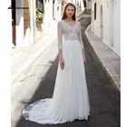 Сексуальное женское платье для невесты 2022, женское пляжное платье, тюлевые кружевные платья для невесты с рукавом 34, свадебные платья