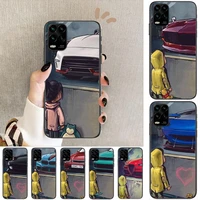 boy see sports car jdm drift cartoon phone case for xiaomi redmi note 10 9 9s 8 7 6 5 a pro t y1 black cover silicone back pre s