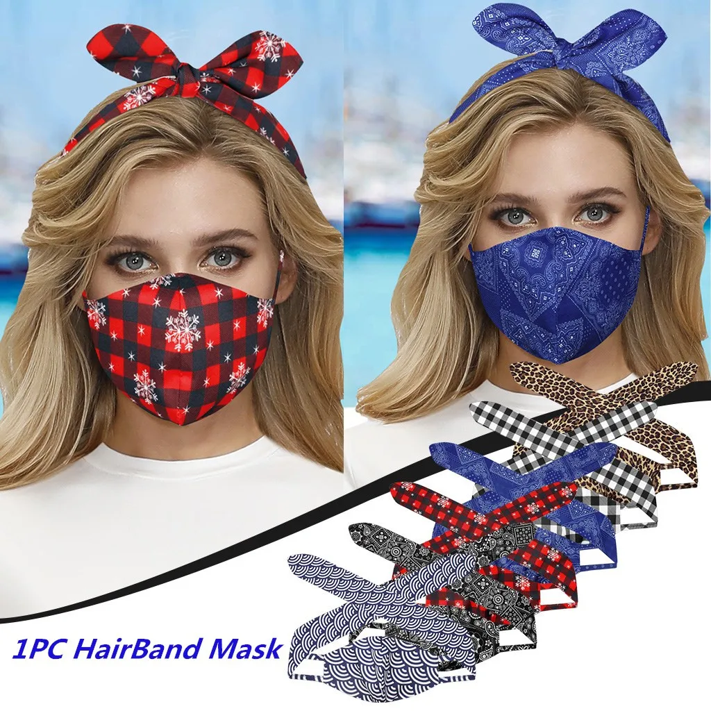 Милая маска для женщин и девушек с лентой волос повязка лица многоразовая