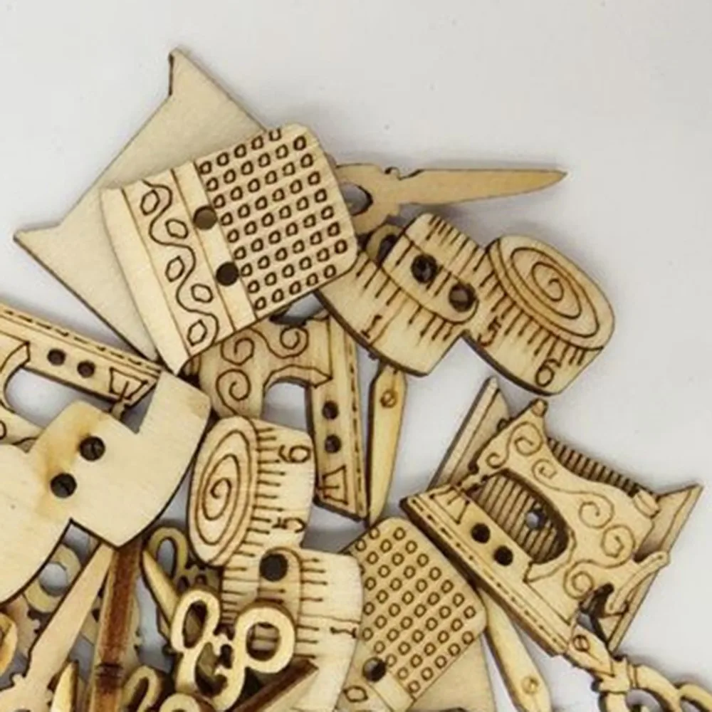 50 шт. декоративные деревянные пуговицы для швейной машины | Дом и сад