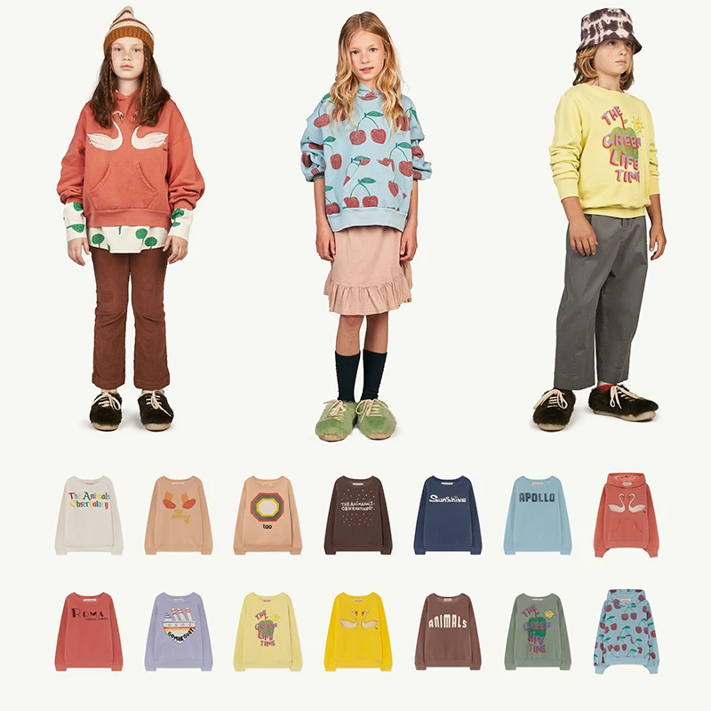 

Детский свитшот TAO, Осень-зима 2021, Модный пуловер с длинным рукавом и принтом для маленьких мальчиков и девочек в европейском и американском ...