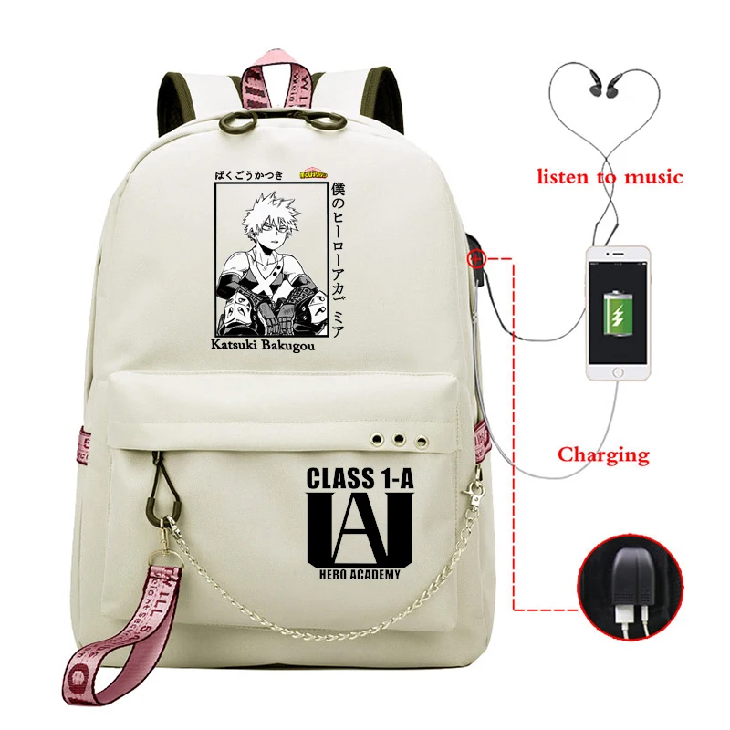 anime my hero academia deku bakugou boku no hero academia school bags for girls female laptop backpack usb school backpack bags free global shipping