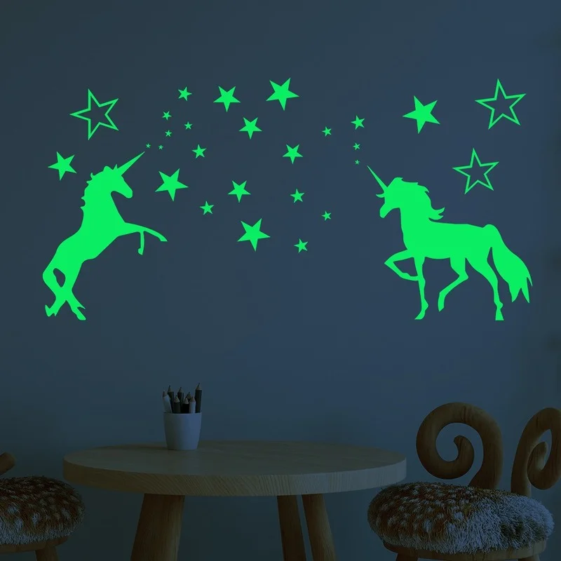 

Luminous Carved Unicorn Children 'S Room Stars Luminous Wall Stickers Home Decoration Cartoon Fluorescence Sticker