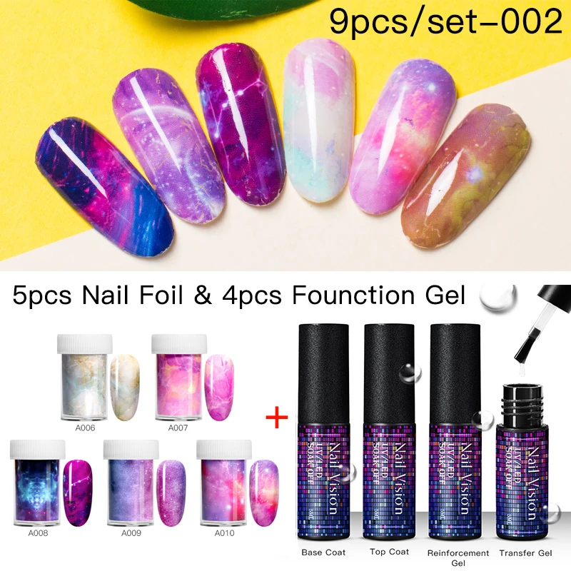 Nail Vision Фольга для ногтей Клей переводной гель-клей Звездный бумажный принт фольга s обертывания Переводные картинки Набор лаков УФ Гель-лак для ногтей лак - Цвет: ZH07216