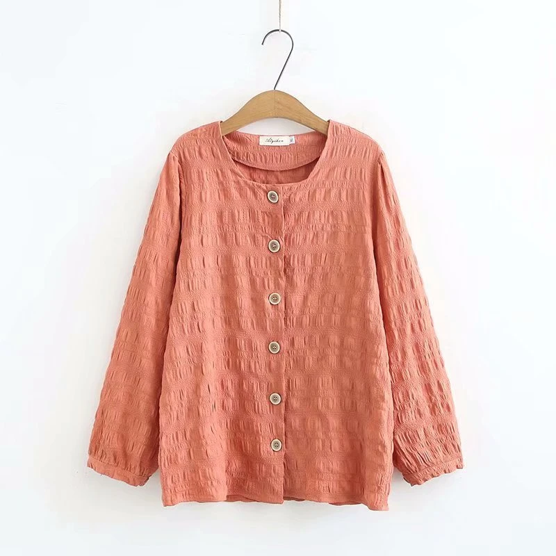 

Plus Size XL-4XL Women's Long Sleeved Full Cotton Blouse Officewear Blusas Female Vintage Oversized Tops