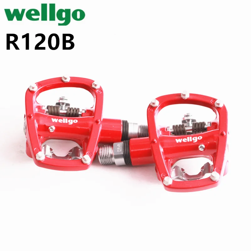 Wellgo R120B MTB Горный шоссейный велосипед без клипса педали с шипами SPD совместимый велосипед алюминиевый сплав самофиксирующаяся педаль