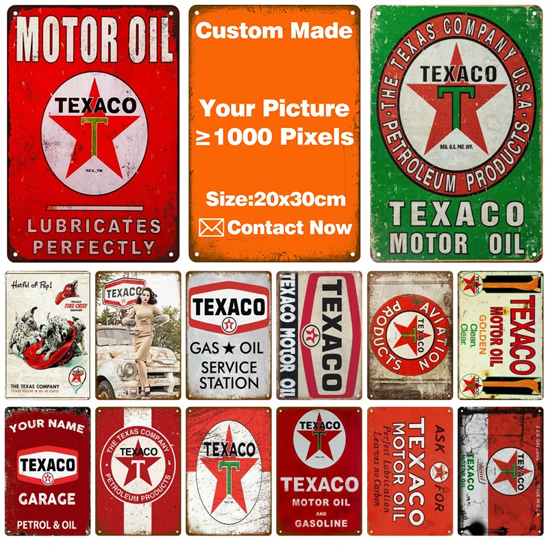 Изготовленный На Заказ декоративный жестяной знак Texaco для моторного масла