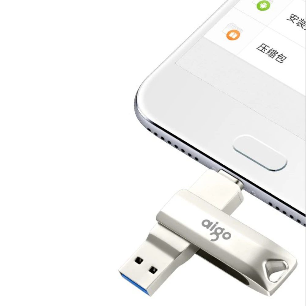 

Aigo metal 360 rotatable OTG pen drive high speed usb flash drive for Android usb 3.1 memory stick type C 128GB usb stick