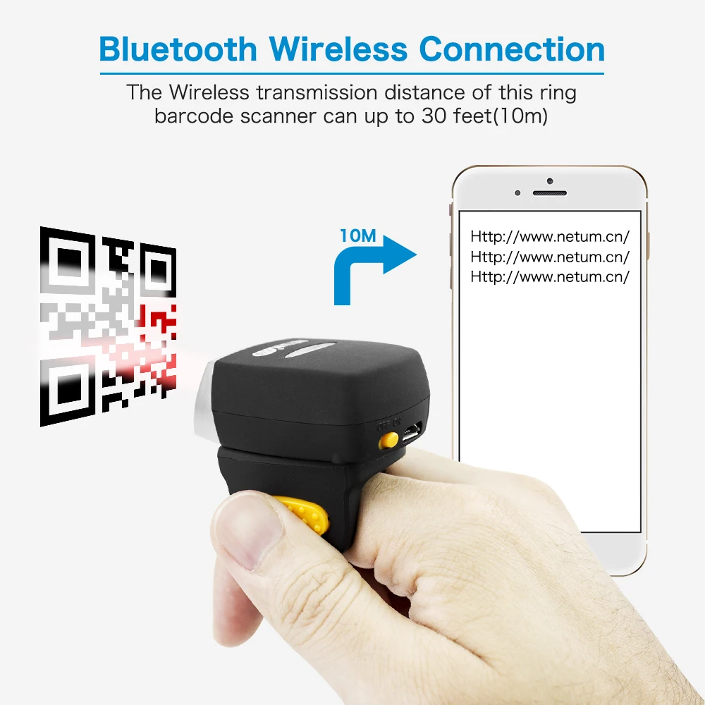Портативный сканер штрих-кодов NETUM R2 2D Bluetooth PDF417 QR-код на светодиодном экране для