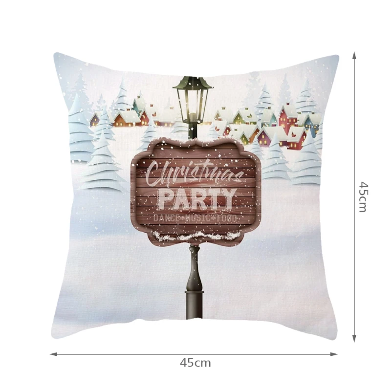 

45x45 Nanacoba Christmas Santa Claus Pattern Linen Pillows Cover For Car Sofa Bed Cushion Cover Decorative Home