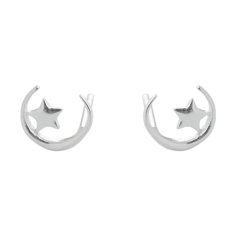 

Sweet Jewelry Moon Star Earrings Refreshing Romantic Cute Hot Selling Silvery Plating Stud Earring For Girl Lady Party Gifts