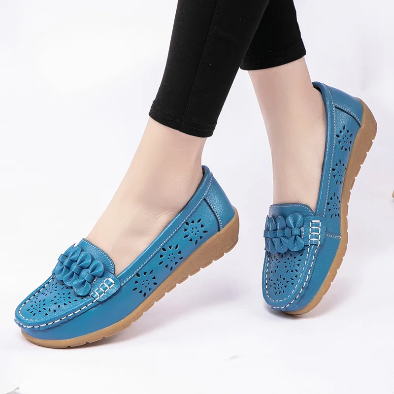 

Women Flats Wedge Heel Woman Loafers Genuine Leather Female Shoes Moccasins Slip On Ballet Bowtie Women's Shoe Size 35-44