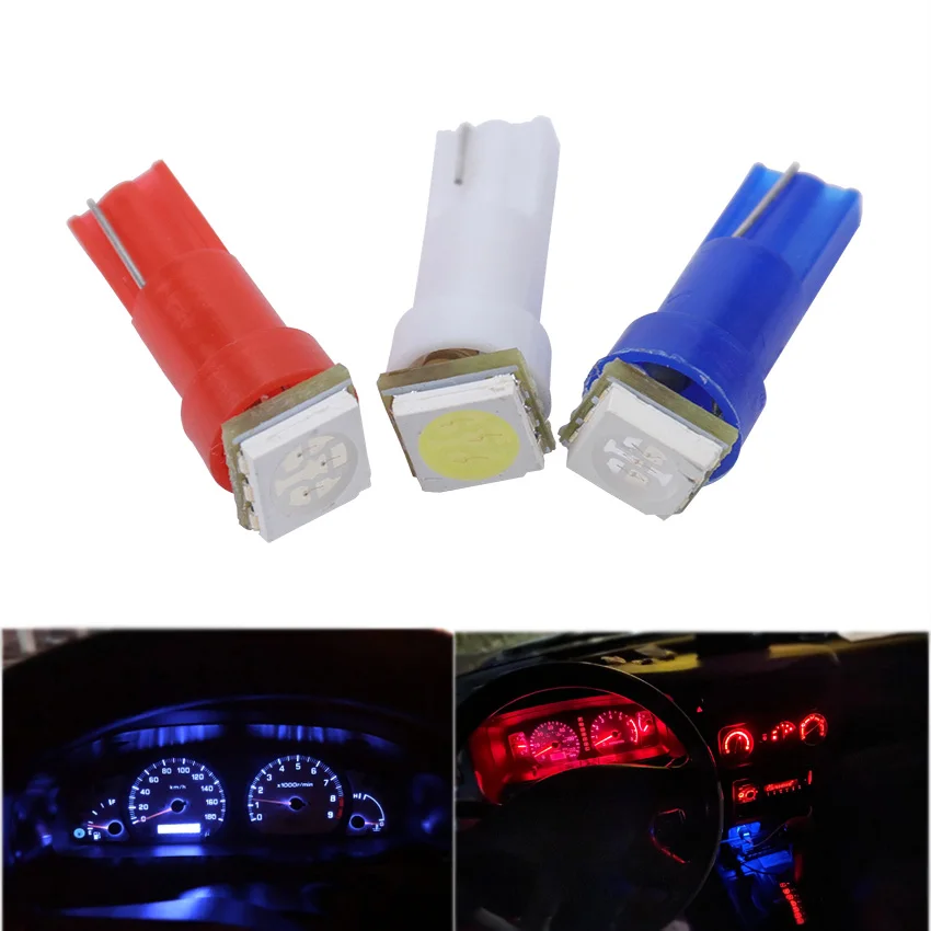 

10PCS T5 5050 1SMD LED Car Lamp Dashboard Instrument Light Indicator Light 12V Car Dashboard Warming Indicator Interior Lights