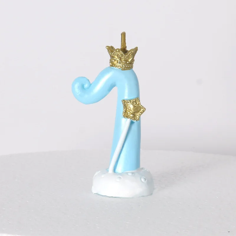 1 шт. розовые синие свечи в виде короны с цифрами на день рождения для детей 0-9