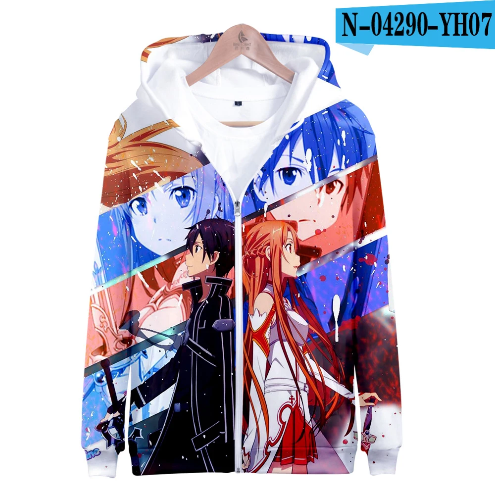 Аниме Толстовка с капюшоном Sword Art онлайн Алисия повседневные толстовки с капюшоном на молнии для мальчиков Academy SAO World пальто японский мультфильм - Цвет: one