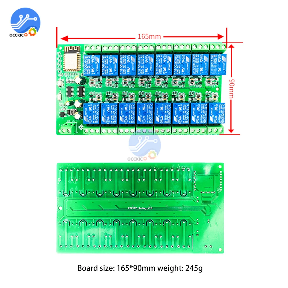 ESP8266 Wi-Fi 16-канальный релейный модуль ESP-12F плата разработки источник питания 5 В/12