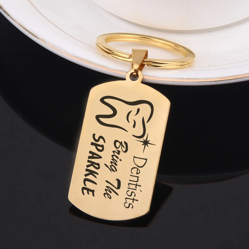 Брелок FLYANGEL с гравировкой держатель для ключей стоматологи сверкающий милый