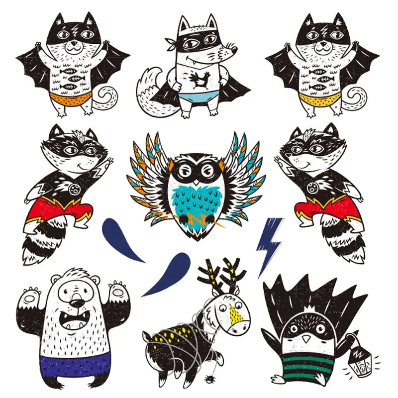 

Cute Set Animals Iron On Stickers For Cloth Thermo Transfer Patch Ironning Transfer Fabric Appliques DIY Vinyl Adhesive Patches