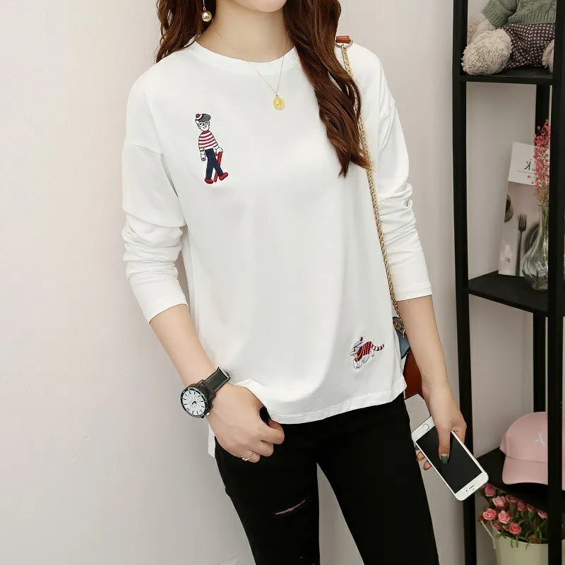 Модная футболка весна-лето 2019 новинка женская с принтом хлопок круглый вырез