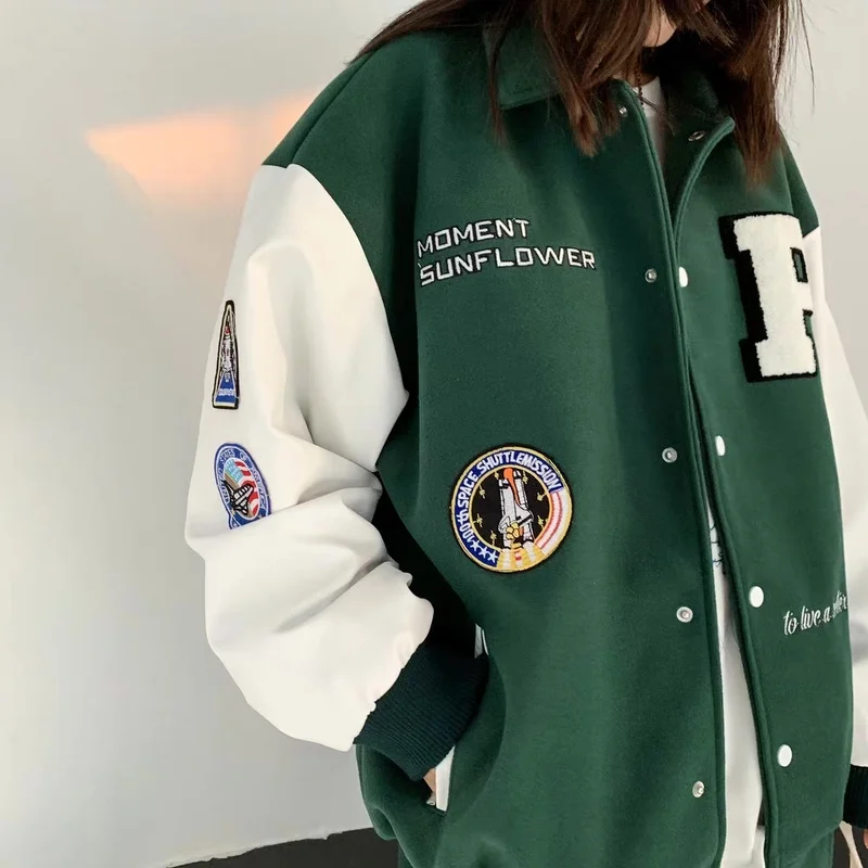 

Women's Baseball Uniform Spring and Autumn New American Style Street Stitching Loose Korean Baseball Jacket