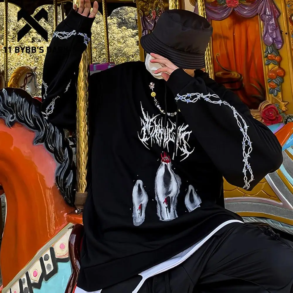 Мужские толстовки с капюшоном 11 BYBB'S DARK модные Harajuku забавным принтом
