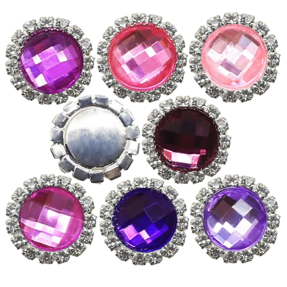 

Hot selling 10Pcs 15mm Round Diy jewelry Accessories rhinestones pedestal embellishments caps Decoration For Making Mix Color