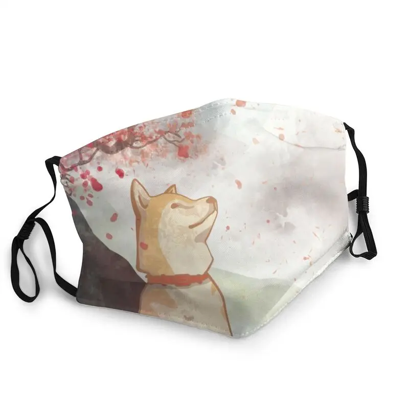 

Shiba Inu Mouth Face Mask Adult Men Anti Haze Dust Japanese Dog Cherry Blossom Mask Protection Breathable Respirator Muffle
