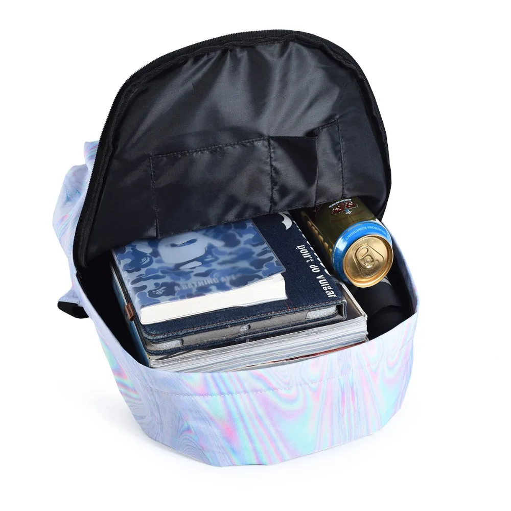 Голографическая рюкзак Для женщин Повседневное для путешествий Bagpack серебристый