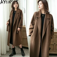 ayunsue 100 wool coat female jacket autumn winter coat women korean elegant long coats woman jacket fall clothes for women 2021